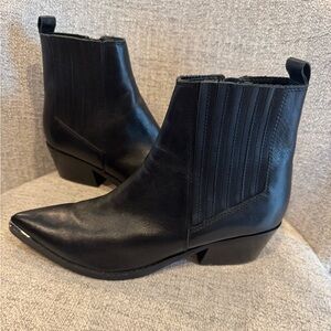 Marc Fisher Unify Black Leather Ankle Boots 8.5